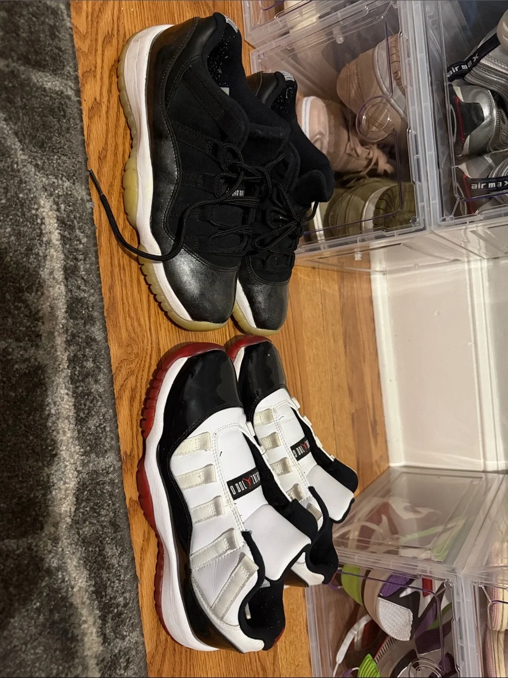 Two pair Jordan Retro 11 Low Kids' Sneakers - Black & White/Red